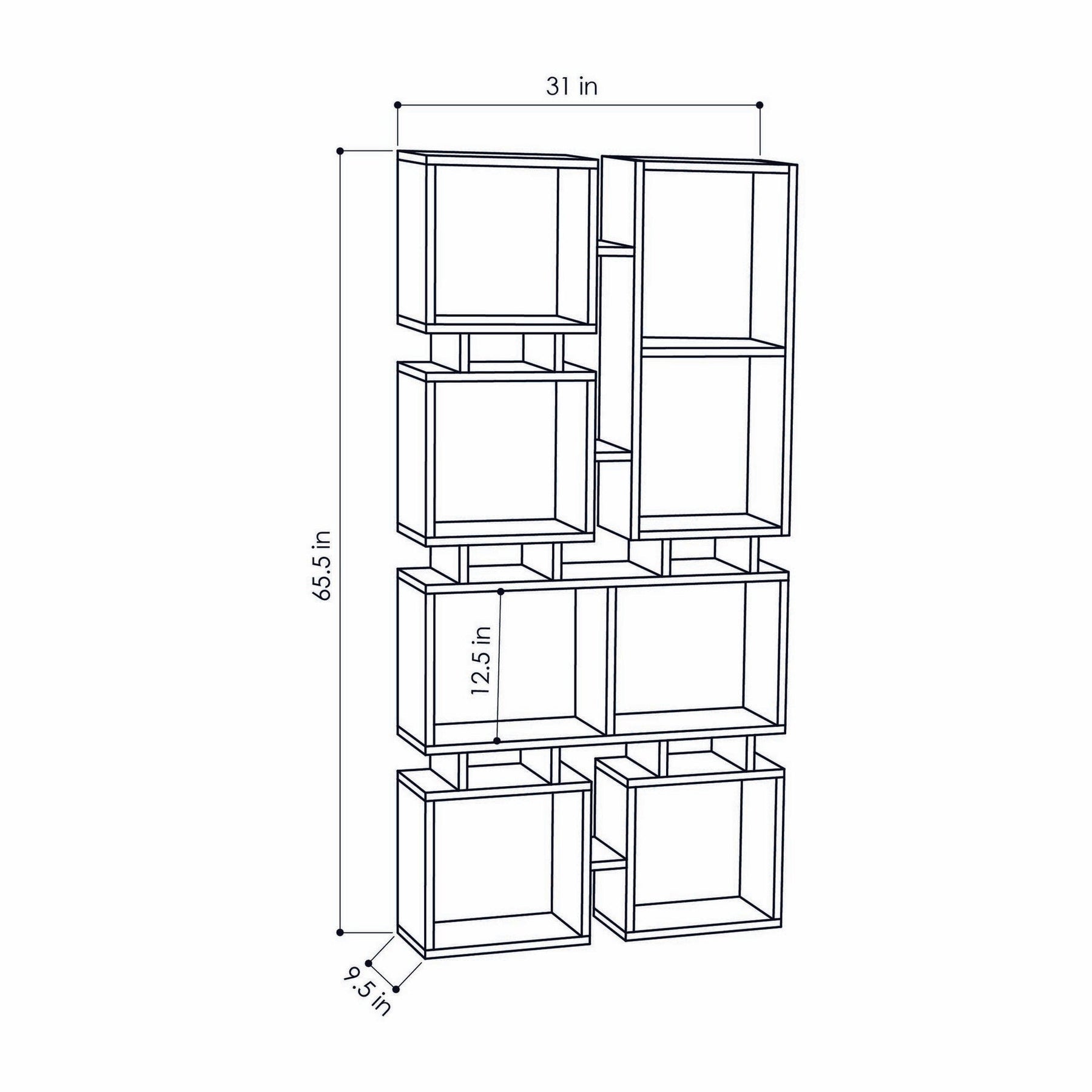 Biblioteca Rail No.1, alb, 100% PAL melaminat, 79x167x24 cm