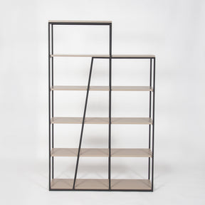 Biblioteca Kitaplik, bej/negru, PAL/metal, 110x29x178 cm