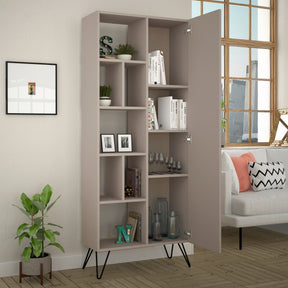 Biblioteca Jedda Bookcase, mocha, PAL melaminat/metal, 79x190x32 cm