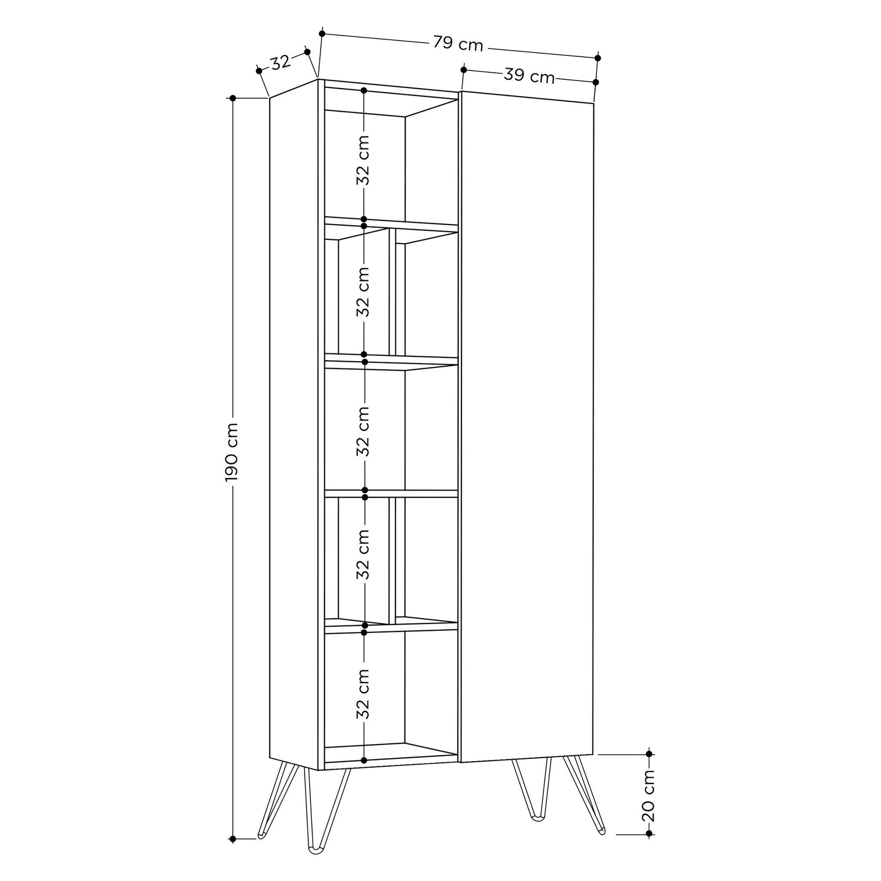 Biblioteca Jedda Bookcase, mocha, PAL melaminat/metal, 79x190x32 cm