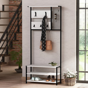 Mobilier hol Nomad Portmanto, alb/negru, PAL/metal, 78x30x182 cm