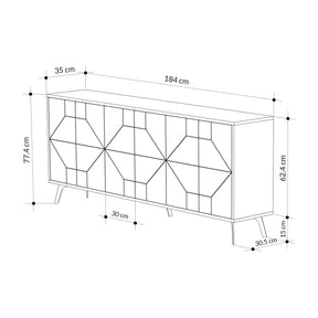 Comoda Dune 183, alb, PAL, 184x35x77 cm