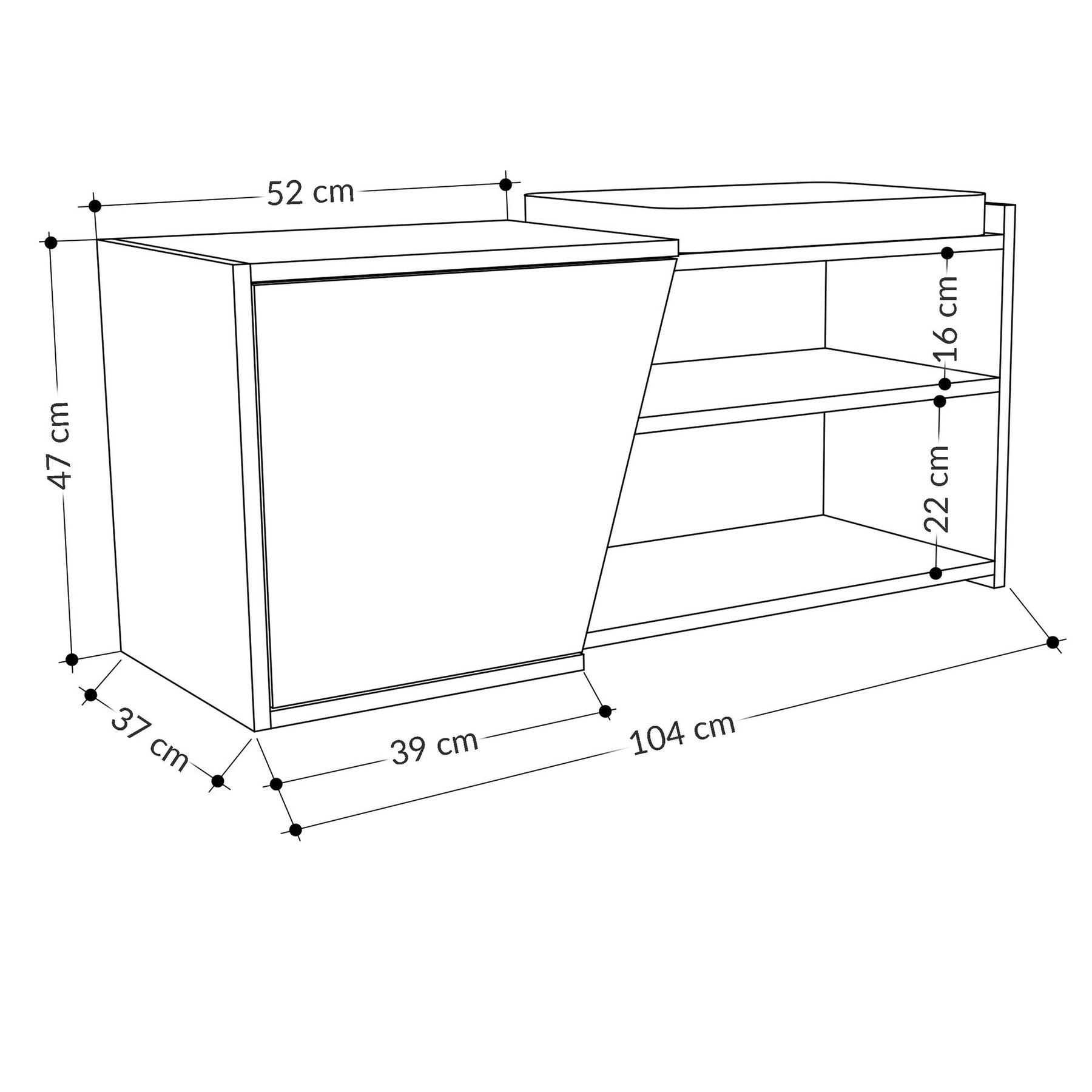 Pantofar Fiona, stejar, PAL, 104x47x37 cm