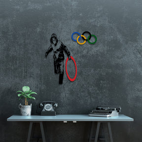 Accesoriu decorativ Banksy-7, negru, metal, 62x61 cm