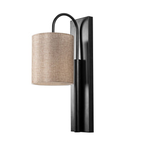 Lampa de perete Baston-3461, negru/crem, metal/material textil, 14x20x42 cm