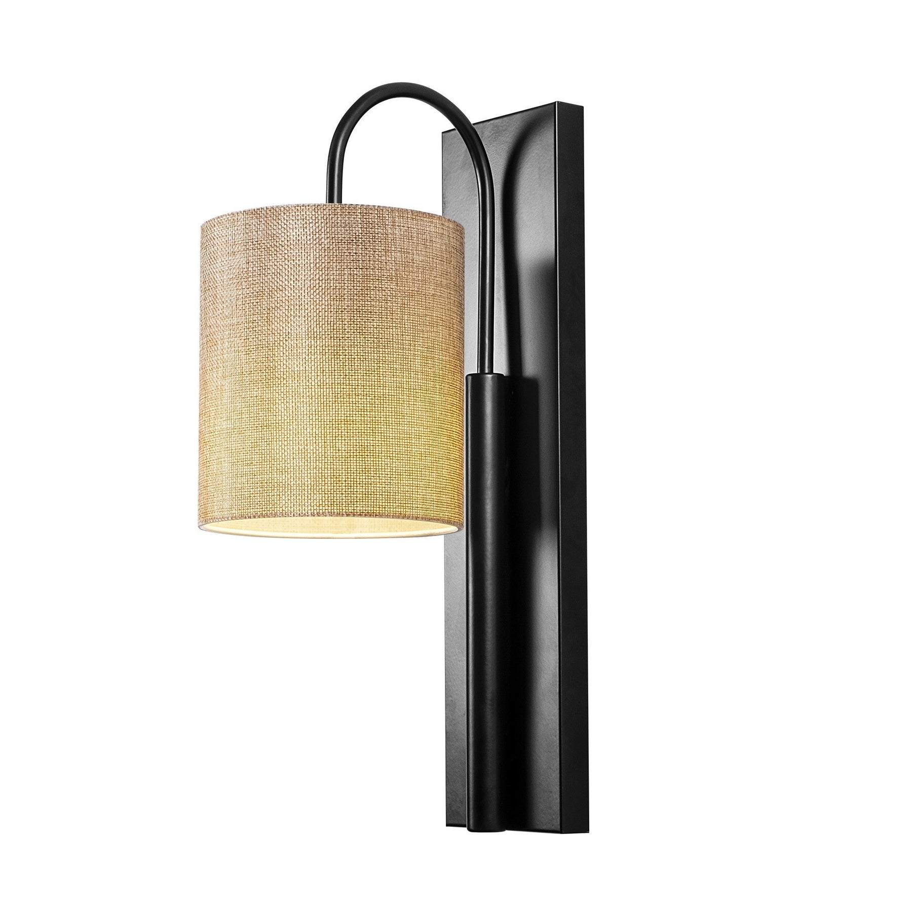 Lampa de perete Baston-3461, negru/crem, metal/material textil, 14x20x42 cm