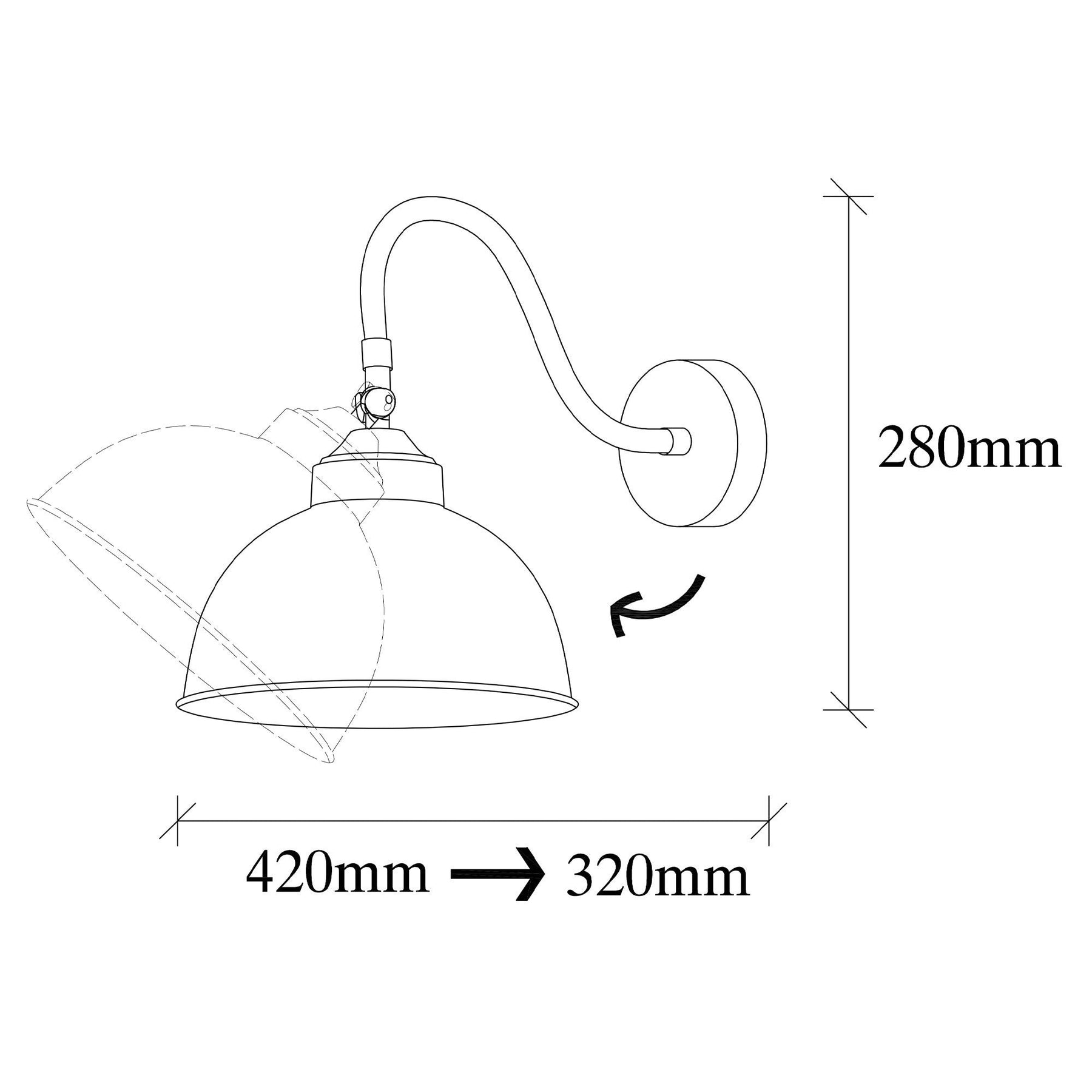 Lampa de perete Sağlam, 3742, cadru metalic, negru, 21x32x28 cm