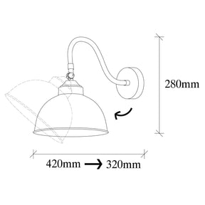 Lampa de perete Sağlam, 3742, cadru metalic, negru, 21x32x28 cm