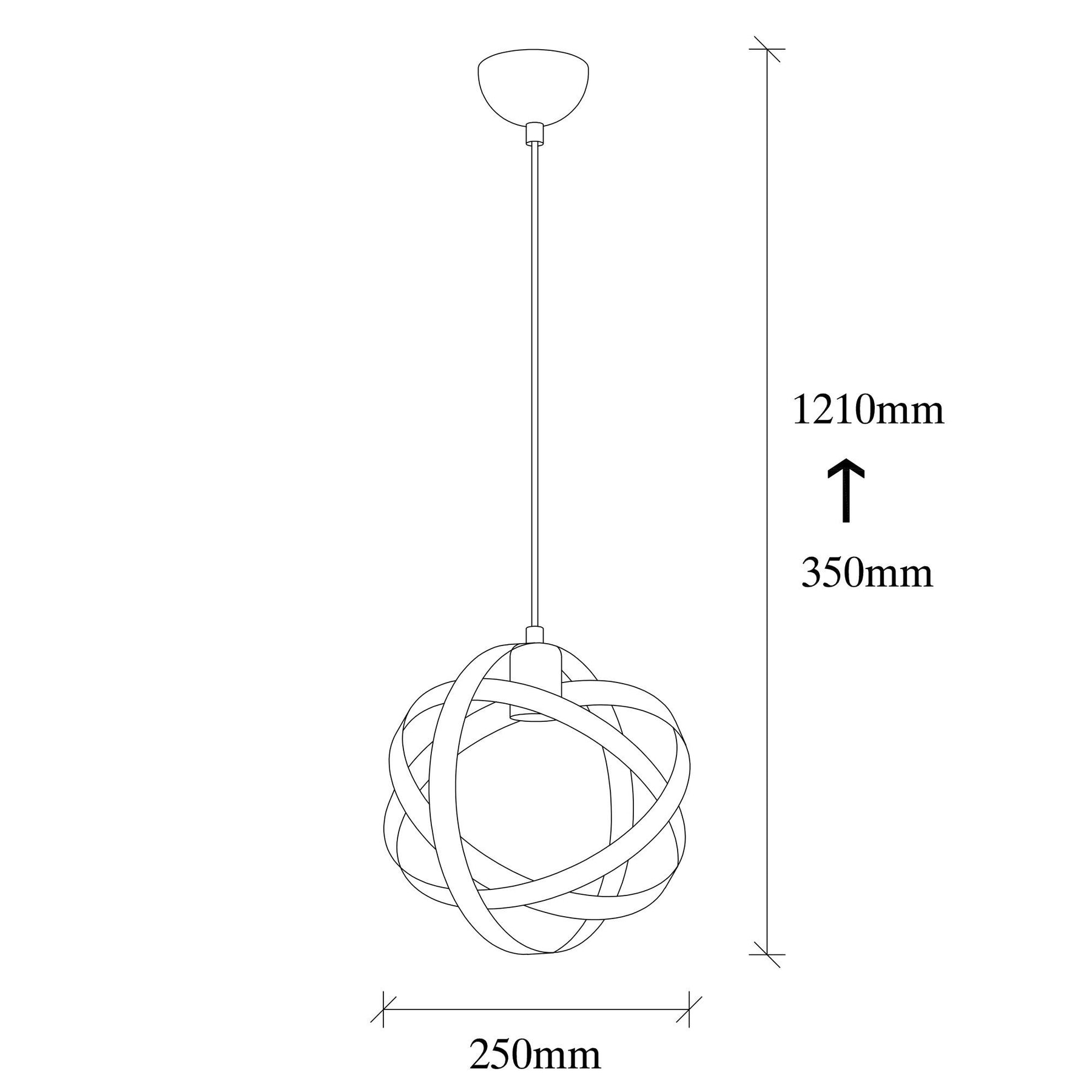 Lustra Gezegen-6121, negru, metal, 25x121 cm