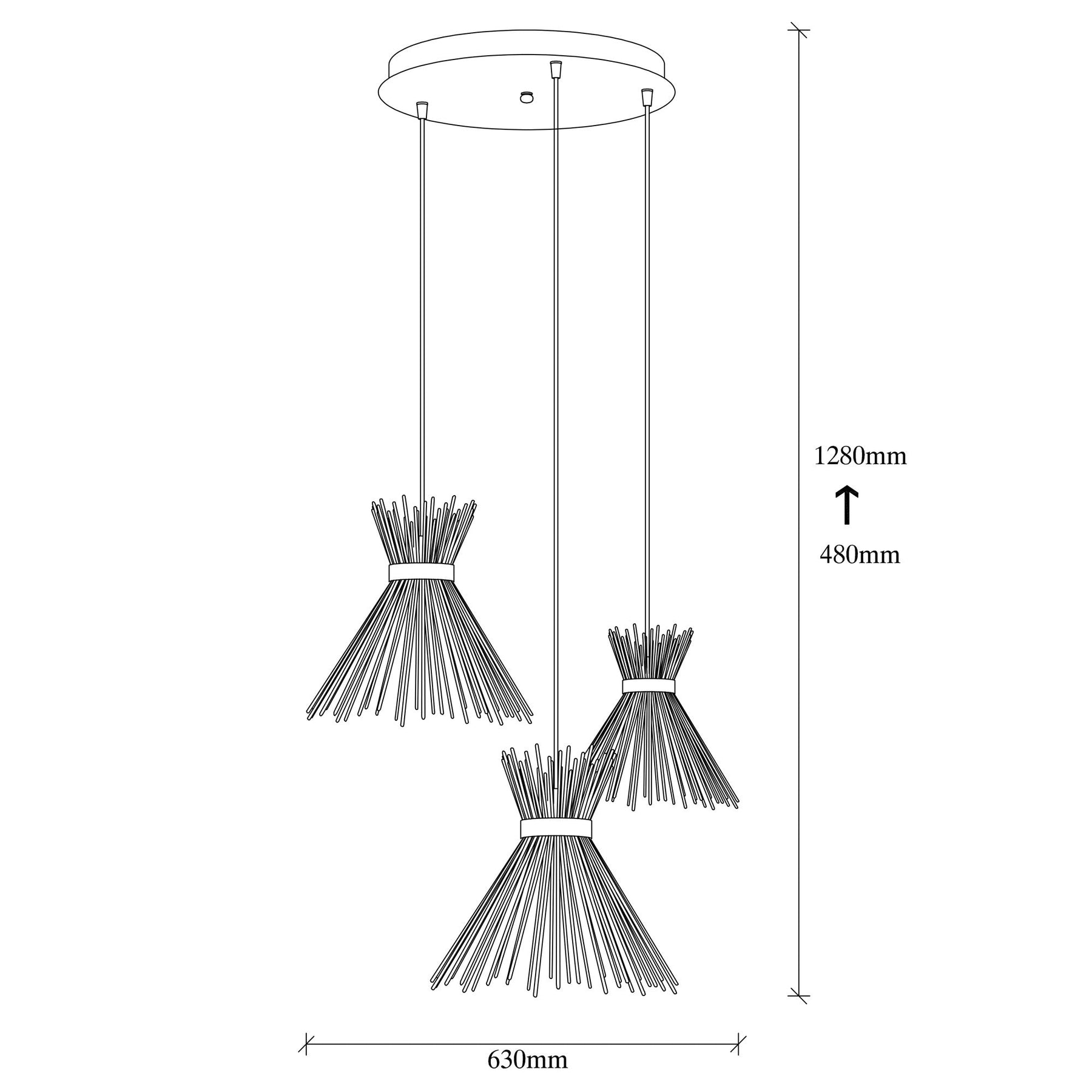 Lustra Kirpi-3086, auriu, metal, 63x63x128 cm