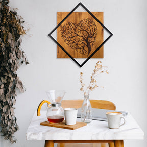 Decoratiune perete Tree 2. lemn/metal, 54x54 cm