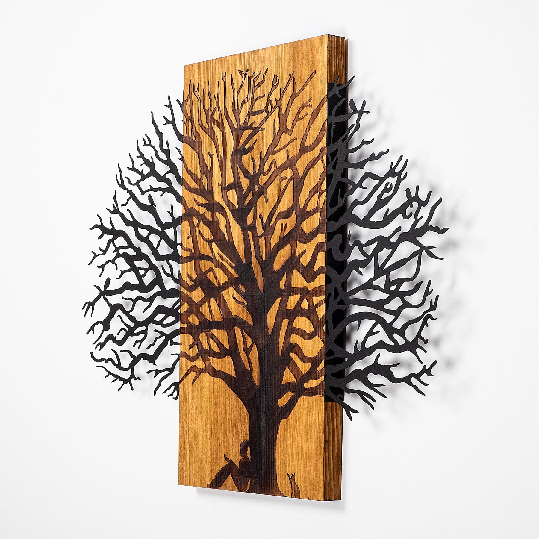 Accesoriu decorativ MA-307, stejar/negru, lemn/metal, 58x75 cm