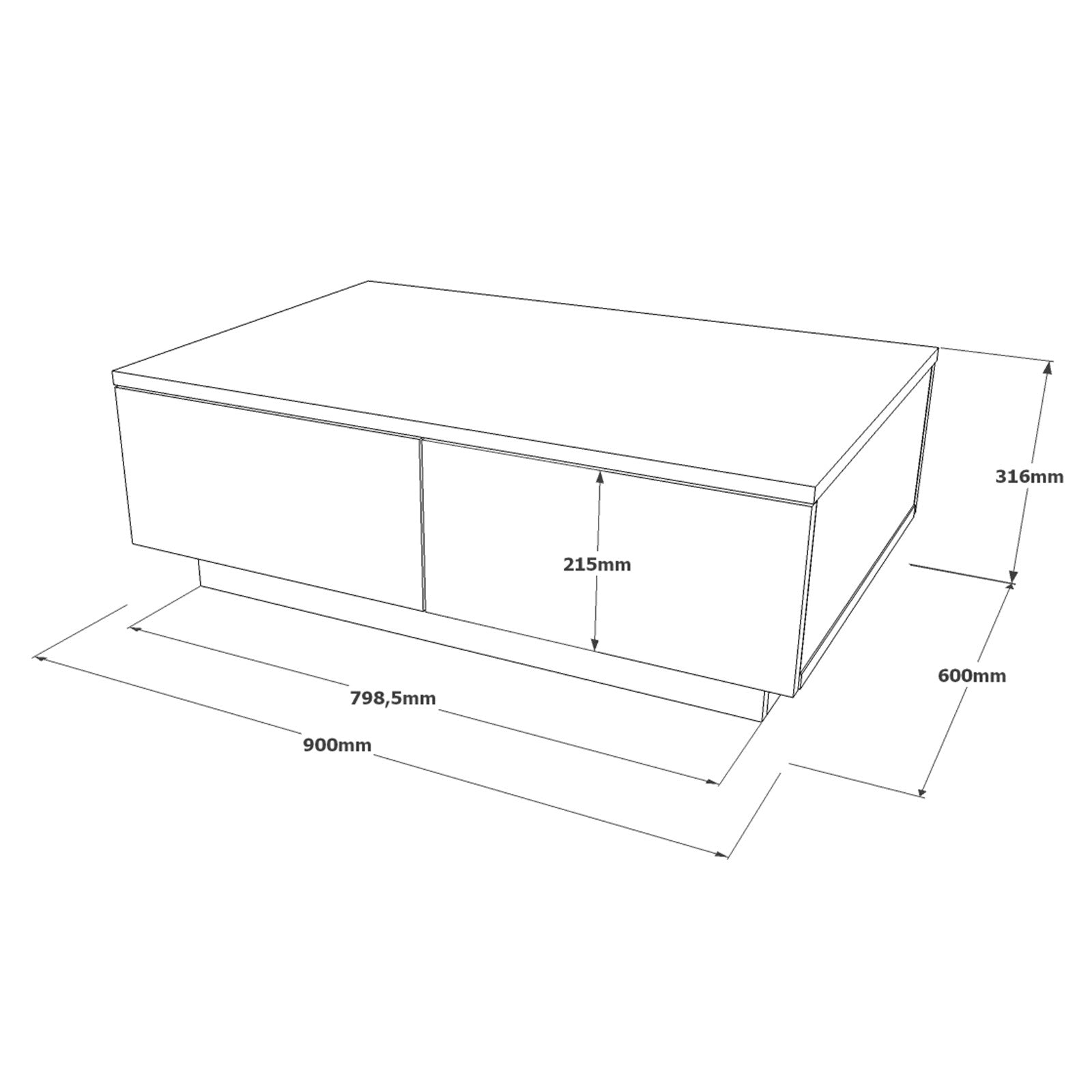 Masuta cafea LV17-GT, gri, PAL melaminat, 90x32x60 cm