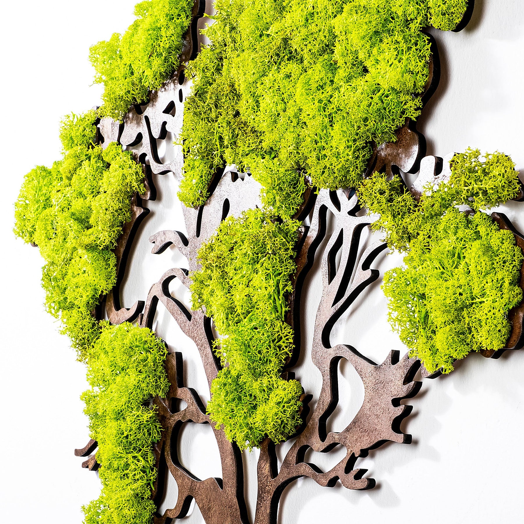 Decoratiune perete Tree 2, verde/maro, muschi, 71x1x59 cm