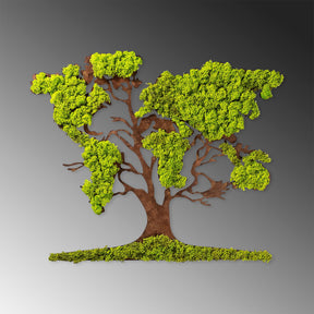 Decoratiune perete Tree 2, verde/maro, muschi, 71x1x59 cm