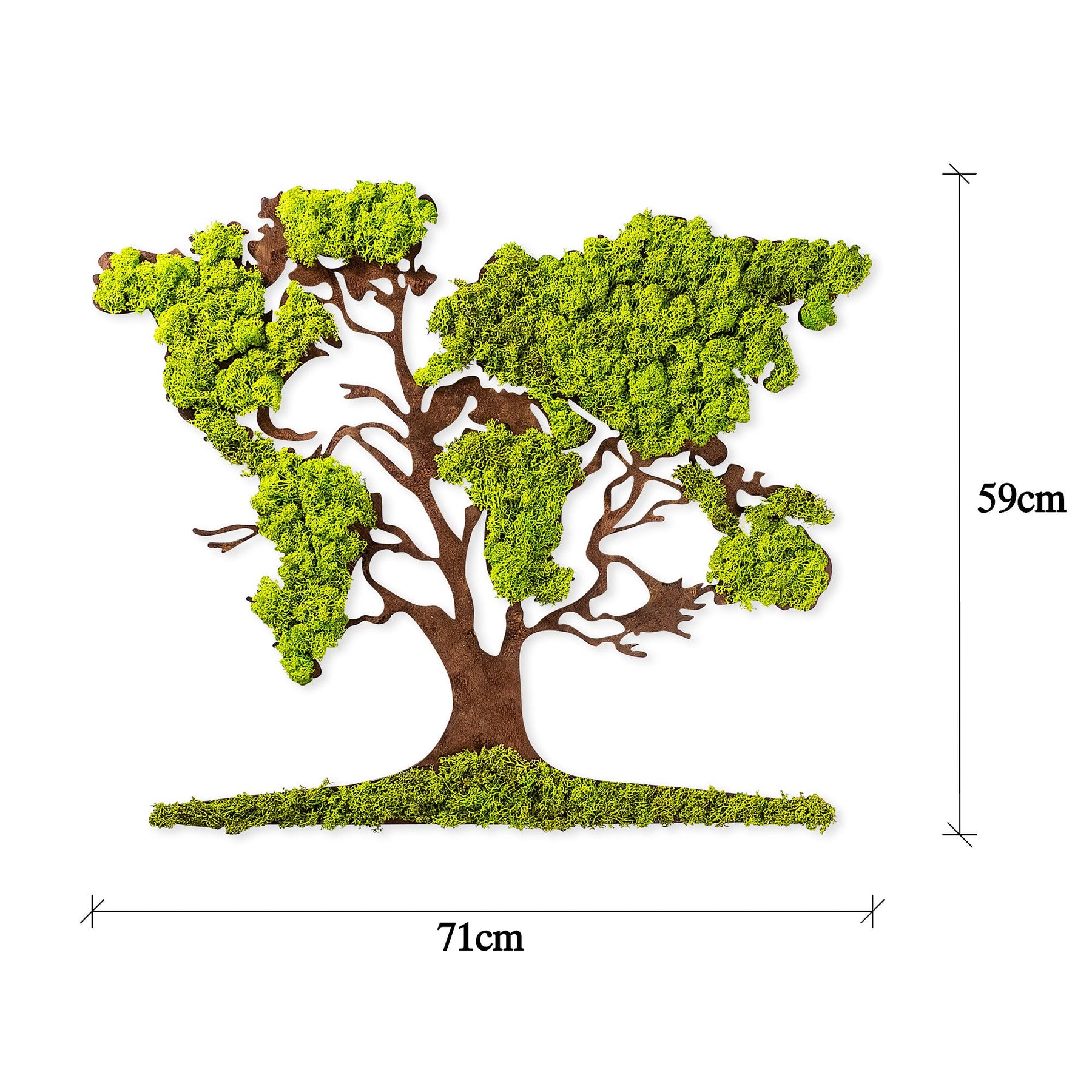 Decoratiune perete Tree 2, verde/maro, muschi, 71x1x59 cm