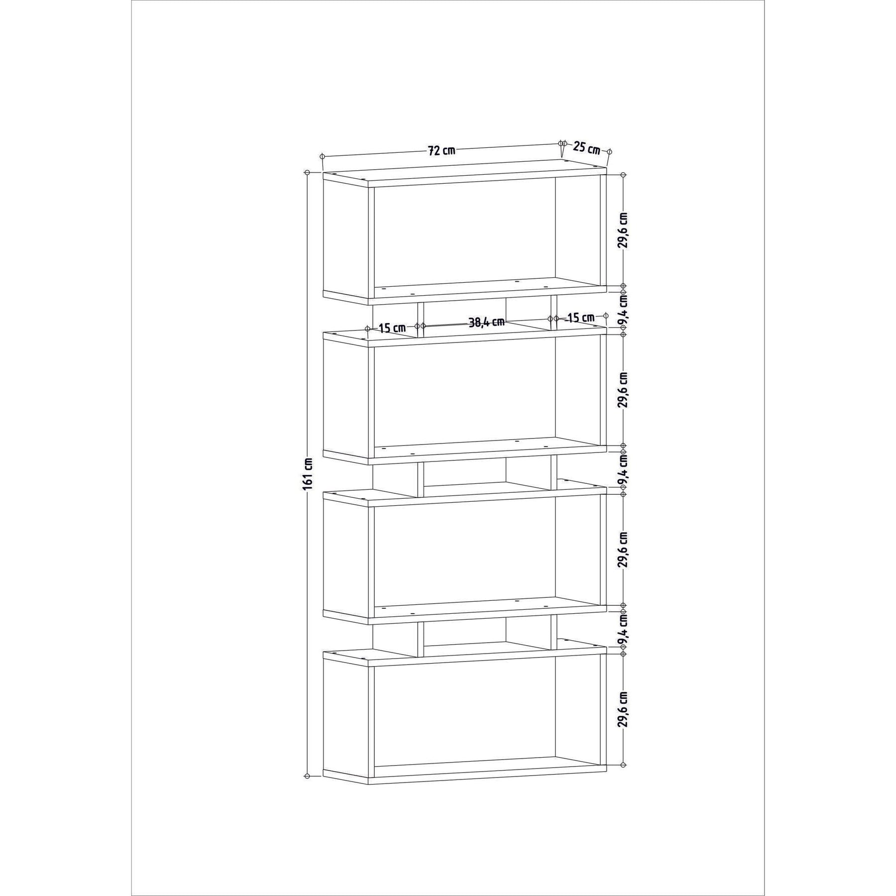 Biblioteca Langdon, alb, PAL melaminat, 72x25x161 cm