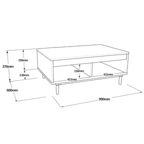 Masuta cafea LV29-RL, gri, PAL melaminat, 90x38x60 cm