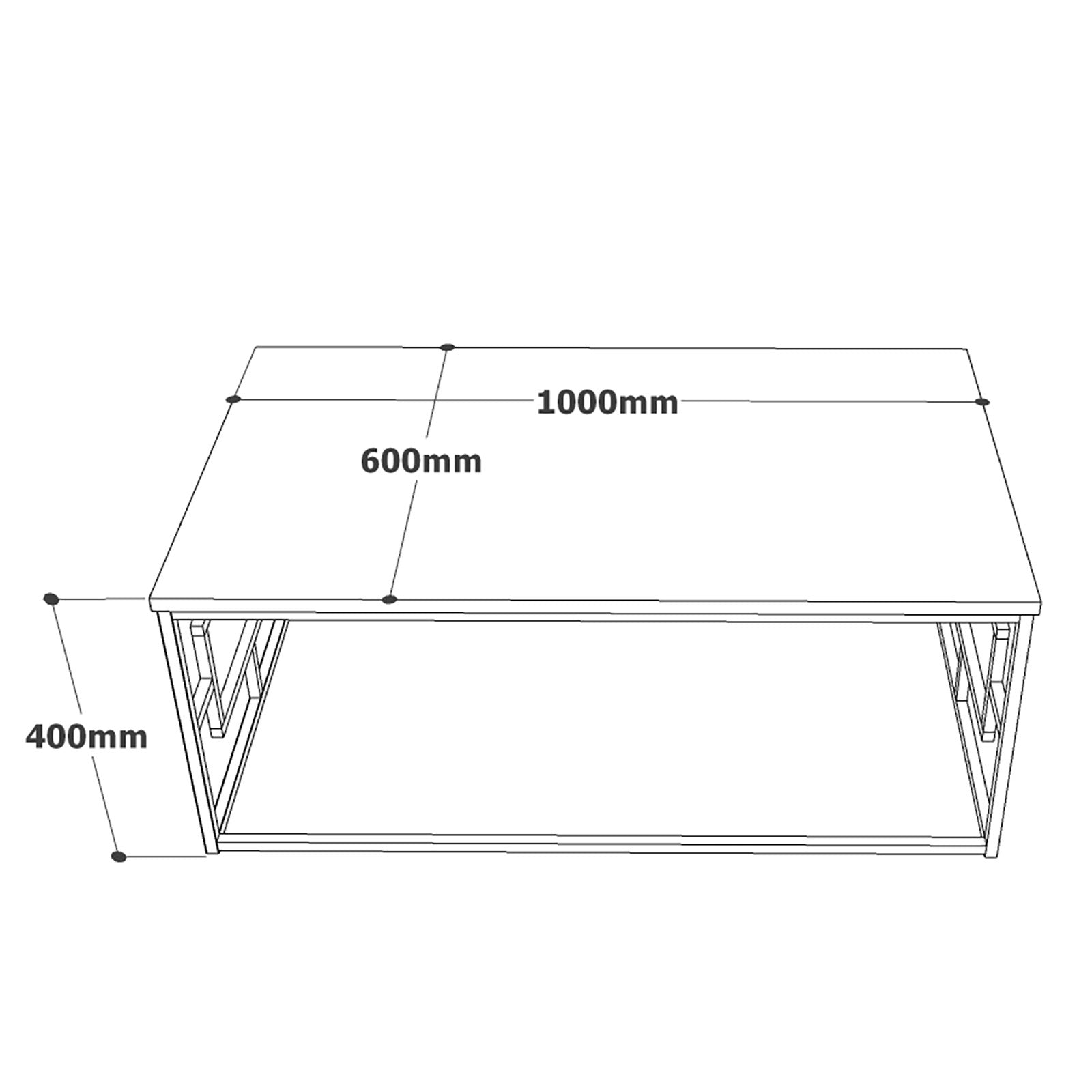 Masuta cafea VG12-W, alb/auriu, PAL melaminat/metal, 100x40x60 cm