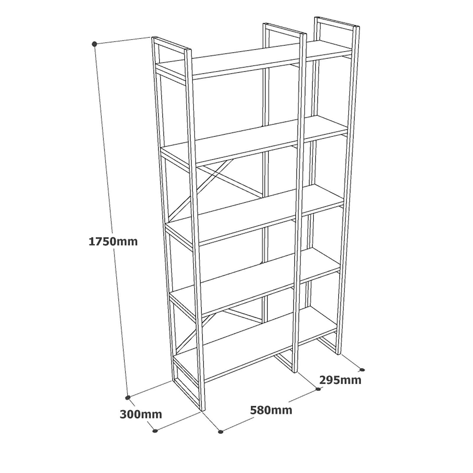 Biblioteca VG4-W, alb/auriu, 100% PAL melaminat, 88x175x30 cm