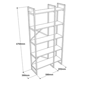 Biblioteca VG4-W, alb/auriu, 100% PAL melaminat, 88x175x30 cm