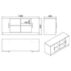 Comoda 956LCS1504, nuc/gri, PAL melaminat, 140x46x62 cm