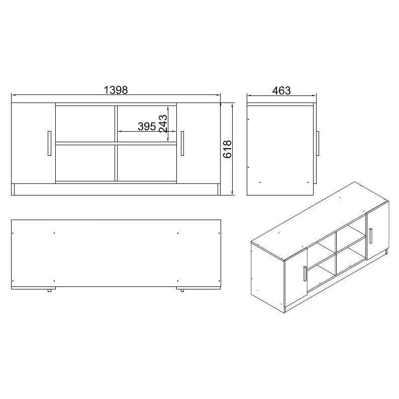 Comoda 956LCS1504, nuc/gri, PAL melaminat, 140x46x62 cm