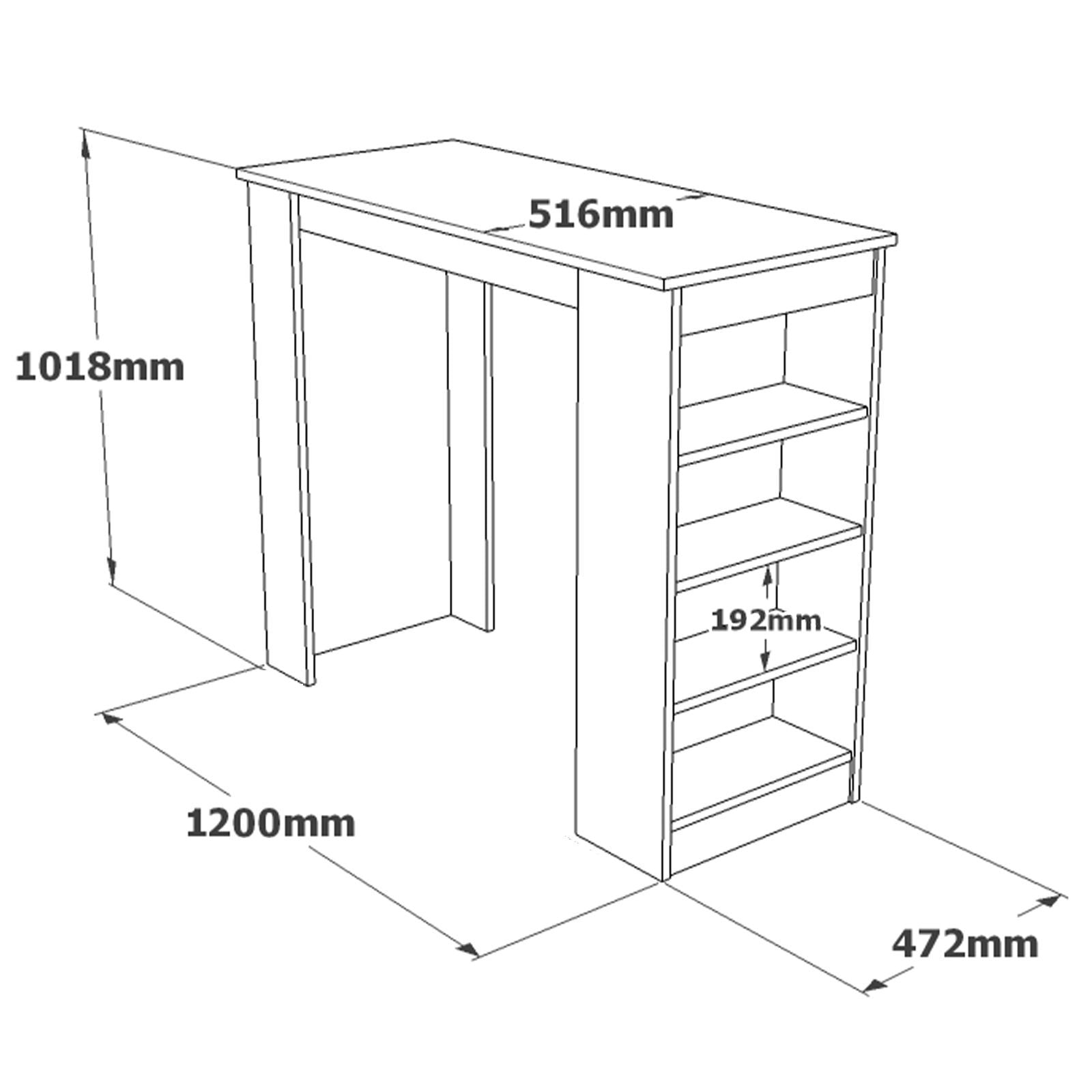 Masa bar ST1 - W, alb, PAL melaminat, 120x52x102 cm