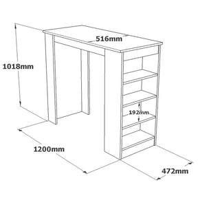 Masa bar ST1 - W, alb, PAL melaminat, 120x52x102 cm