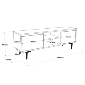 Set comoda TV si masuta cafea AR12-KA, 100% PAL melaminat, stejar/antracit, 140x48x36 cm