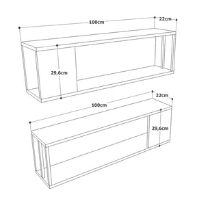 Set 2 rafturi VG18 - A, nuc/gri, PAL melaminat, 100x27x22 cm