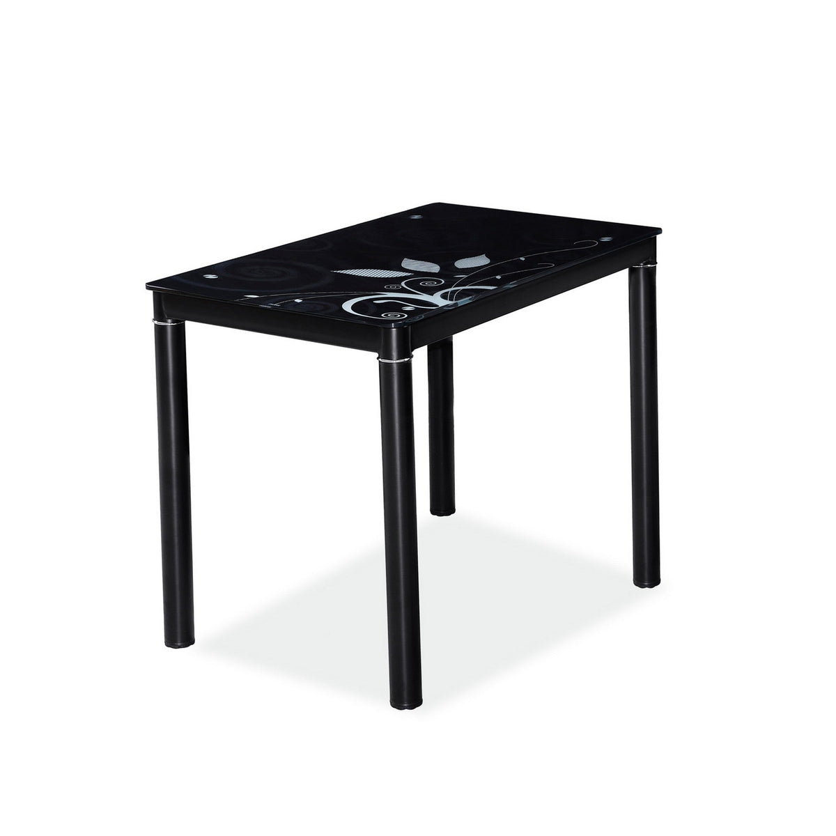 Masa bucatarie neagra Damar, metal/sticla ultradura, 100X60X75