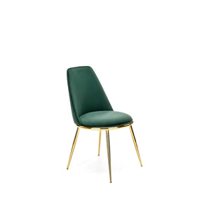 Scaun K460, cadru din otel cromat auriu, tapitat cu stofa catifelata verde, 49x54x84x46 cm